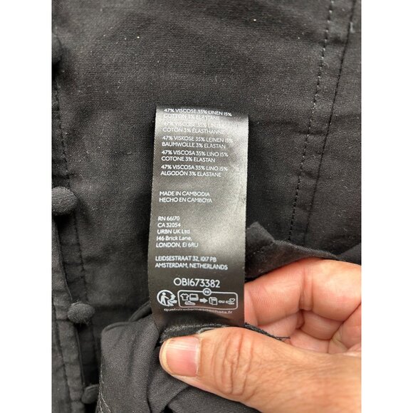 by Anthropologie Corset-Style Button-Front Ruffle Maxi Dress Black Size MEDIUM - Picture 8 of 10